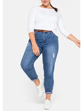 Купить с доставкой по России джинсы с практичным покроем с пятью карманами в аутлете магазина Апарт