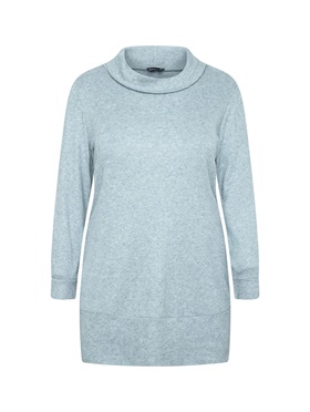 Приобрести дешево удлиненный пуловер с широким втачным воротником стойкой на распродаже Апарт