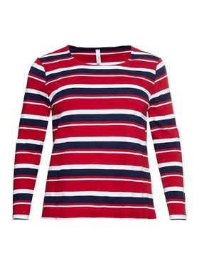 Предлагается с доставкой по почте оригинальный удлиненный пуловер с разноцветным полосатым принтом на онлайн витрине Апарт