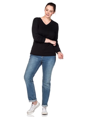 Приобрести пуловер с эластичными манжетами в нижней части длинных прямых рукавов на онлайн распродаже Апарт