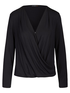 Продажа с доставкой прямой блузки с втачными узкими рукавами с отстрочкой на выставке Апарт