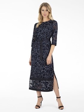 Покупка темного платья с разрезом с застежкой сзади в интернет-магазине Апарт