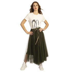 Приобрести дешево юбку APARTиз тюля на выставке Апарт