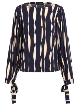 Оформить покупку многоцветной блузки с длинными прямыми свободными рукавами в аутлете Апарт