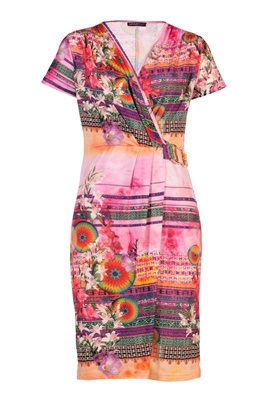 Получить скидку на многоцветное платье в цветочек с узкой высокой проймой в аутлете магазина Апарт