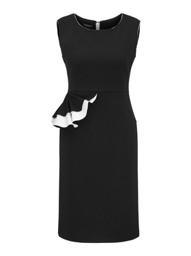 Купить по сниженной цене облегающее платье с контрастной баской на талии на выставке Апарт