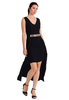 Купить с бонусами платье из ткани креп с широким поясом в интернет-магазине Апарт