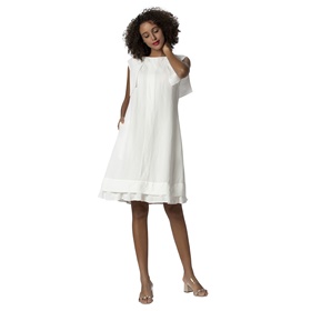 Продажа короткого платья с украшением воланами внизу на полотнищах на широком подоле в интернет-магазине Апарт