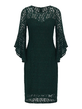 Купить платье с втачными прямыми рукавами 3/4 с украшением рюшами внизу на сайте Апарт