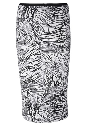 Купить недорого юбку карандаш с контрастной декоративной вставкой из гладкой ткани посередине в интернет-магазине Апарт